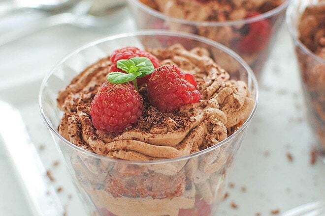 Chocolate Angel Food Cake and Raspberry Parfait